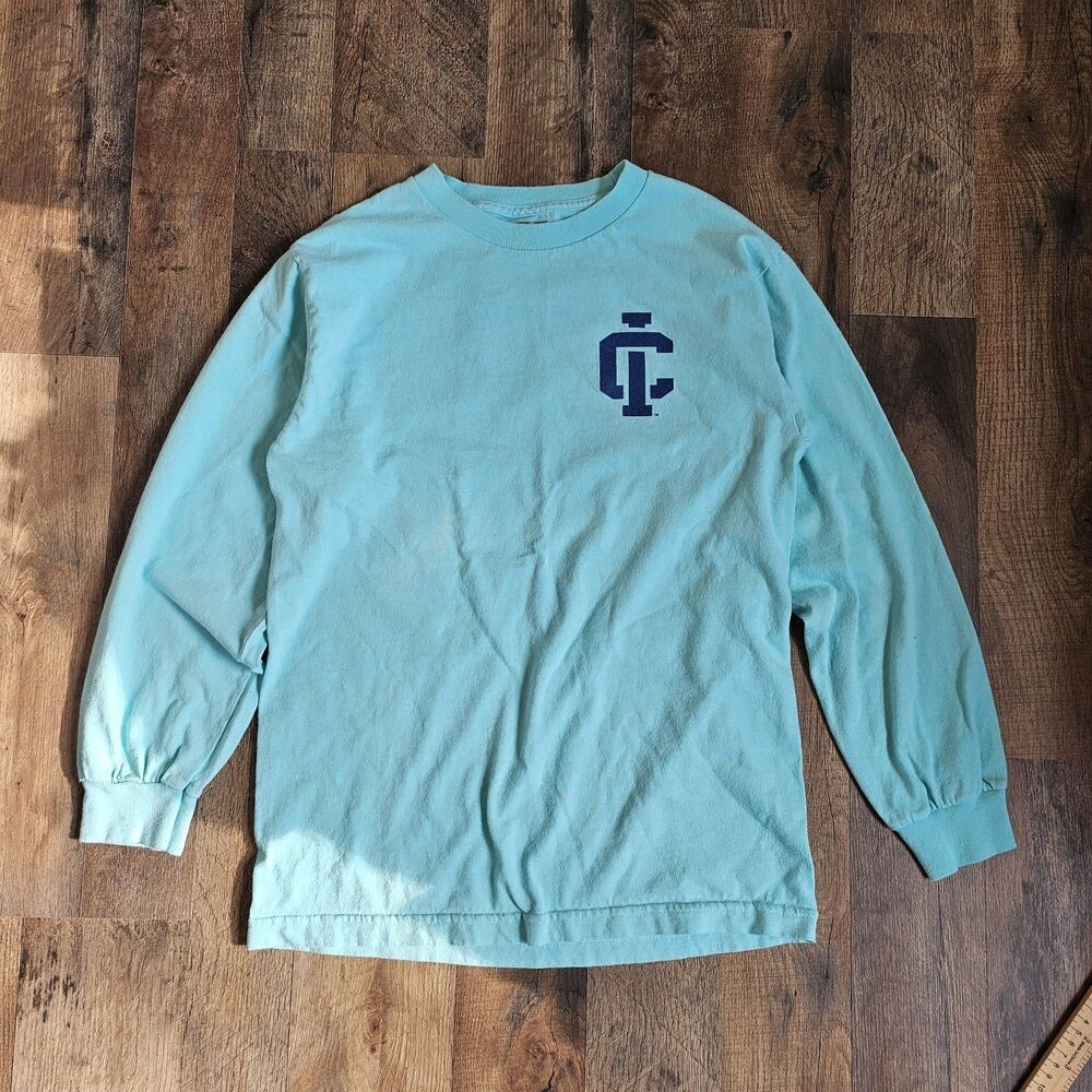 USCAPE APPAREL Ithaca College T-Shirt Size S Greenish Blue Made in Mexico Logo